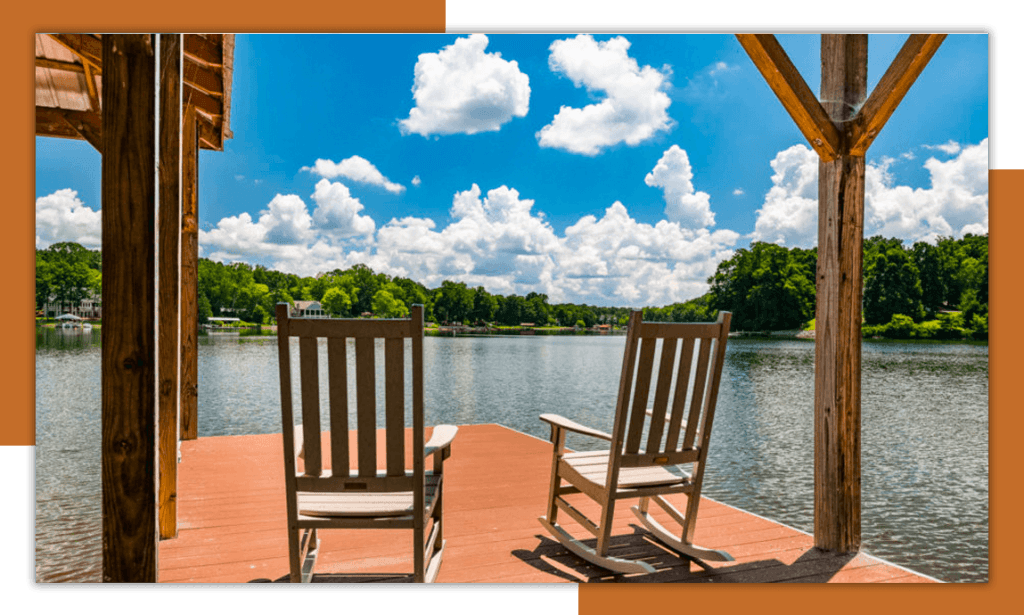 An image of a deck that has a great view of Lake Norman.